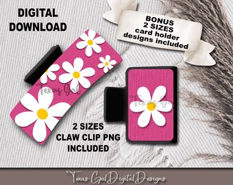 Gänseblümchen Haarspange Sublimationsdesign, große kleine Haarkralle PNG, Boho PNG, Haarspange Sublimation Design, digitaler Download