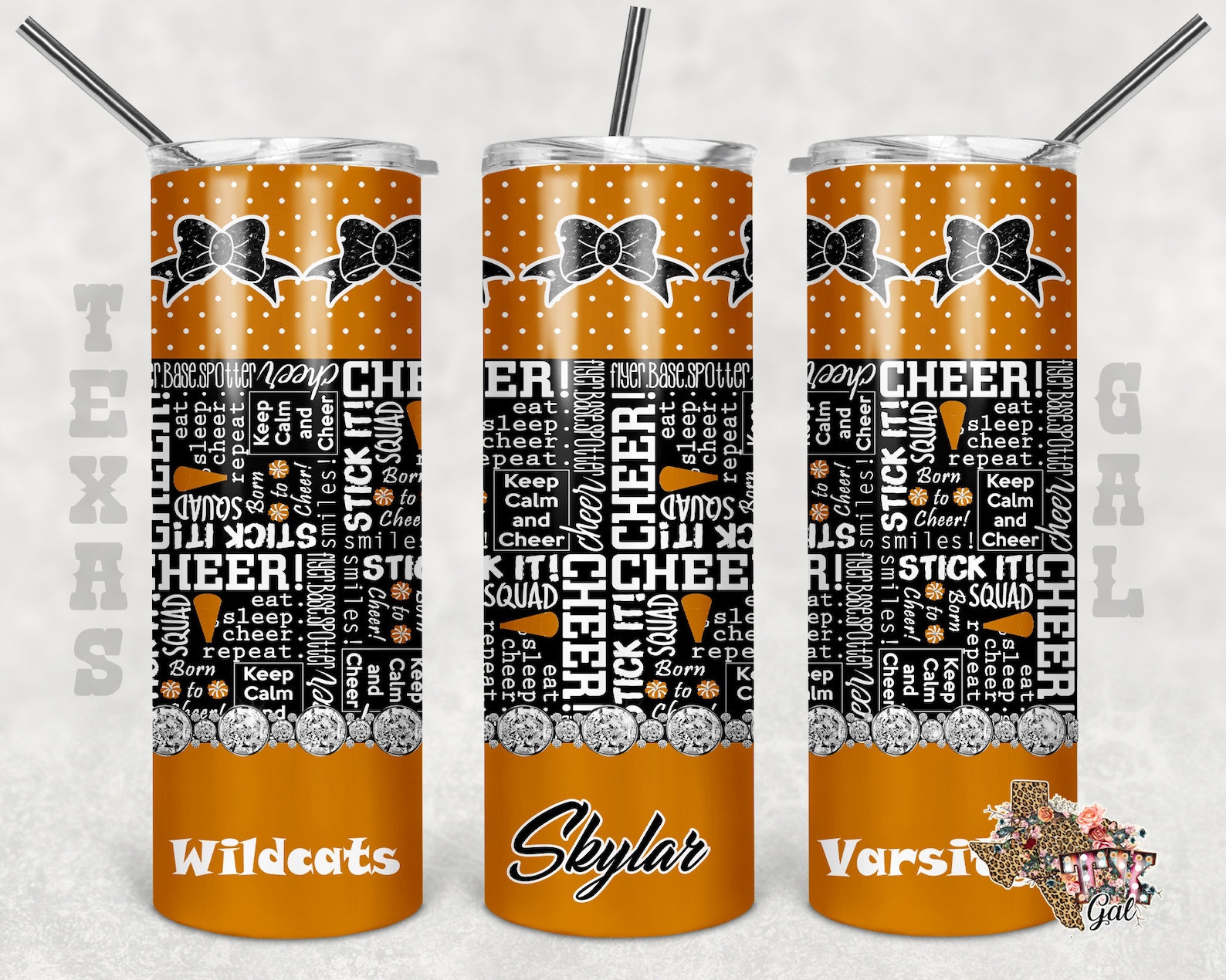 Tumbler design Cheerleader Cheer 20 oz skinny tumbler Etsy