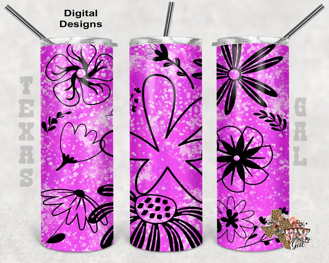 20 Oz Skinny Tumbler Flowers Pink Seamless Sublimation Design PNG ...