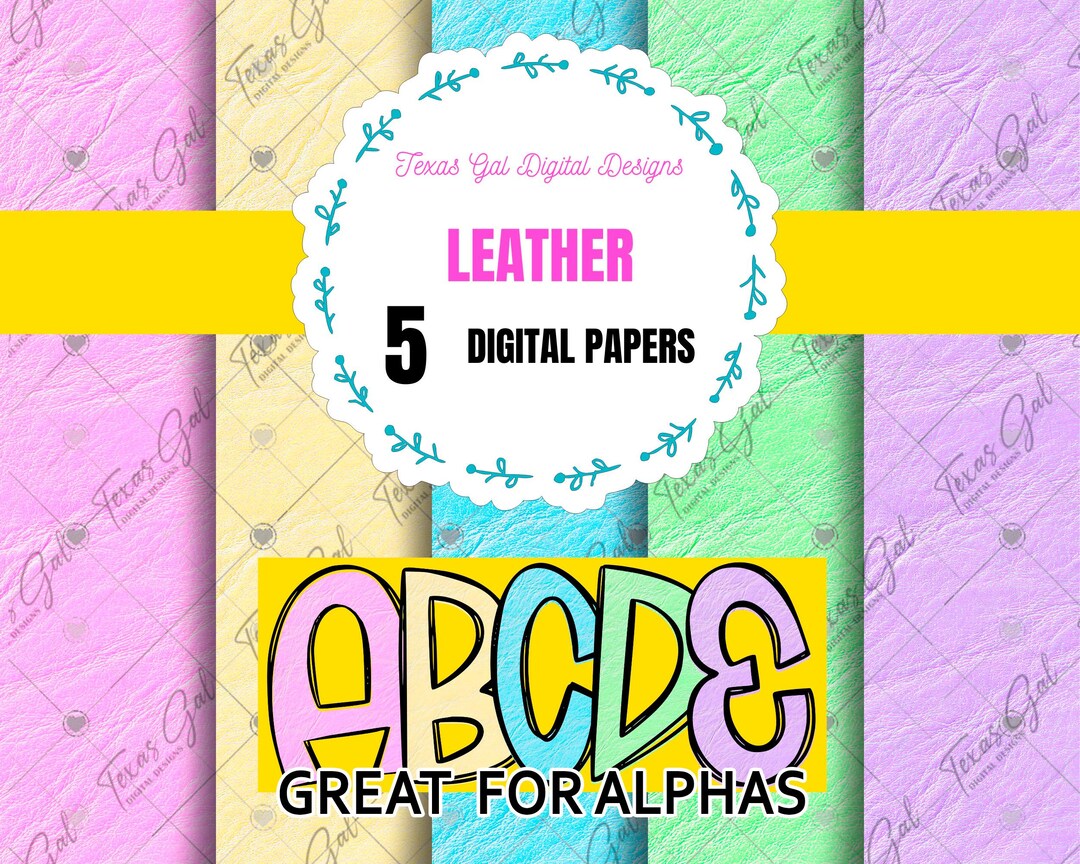 Faux Leather Digital Paper Bundle, Alphabet Digital Paper, Background ...