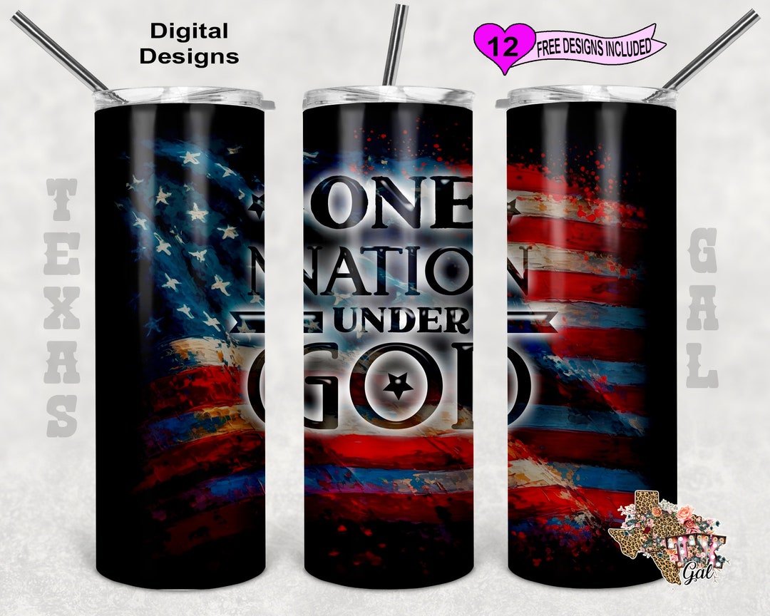 One Nation Under God Tumbler Wrap, Flag Tumbler Wrap, 20oz Sublimation Tumbler PNG, Digital