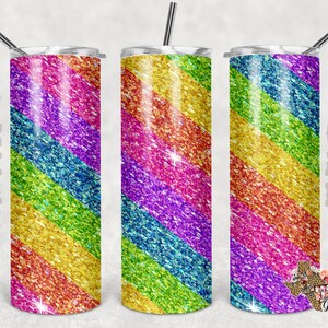 20 oz Skinny Tumbler Rainbow Glitter Sublimation Design PNG Instant DIGITAL ONLY
