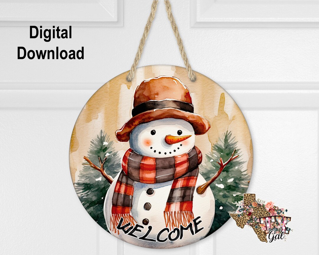 Round Sublimation Door Hanger Snowman Design for Hardboard Blanks ...