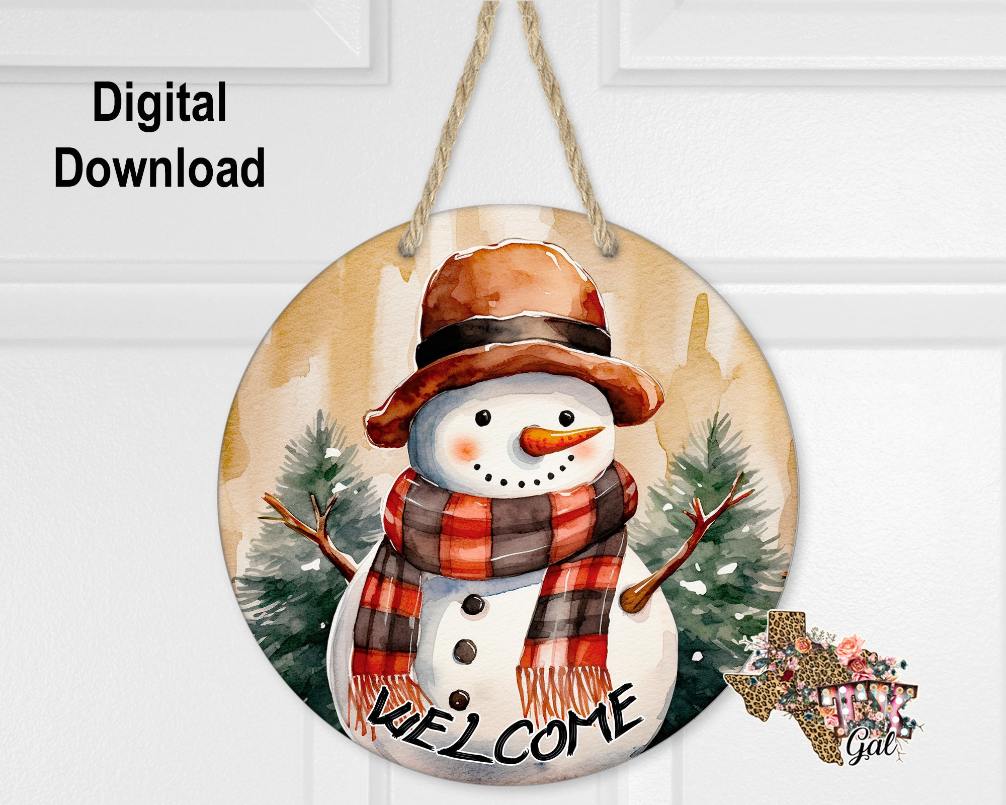Round Sublimation Door Hanger Snowman Design for Hardboard Blanks ...
