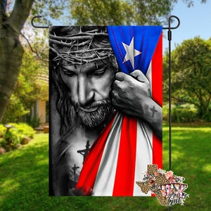 Puerto Rico Garden Flag Jesus  Sublimation Digital Download PNG