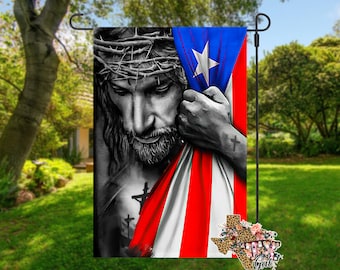 Puerto Rico Garden Flag Jesus  Sublimation Digital Download PNG