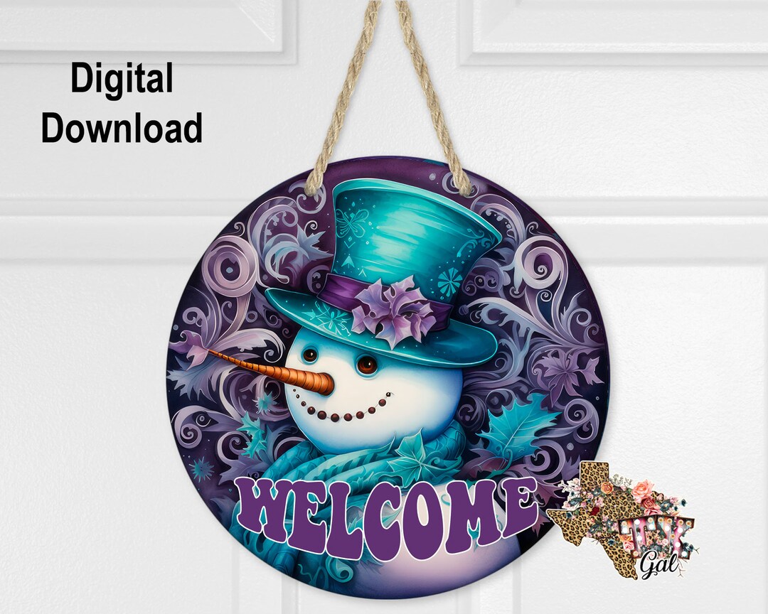 Round Sublimation Door Hanger Snowman Design for Hardboard Blanks ...