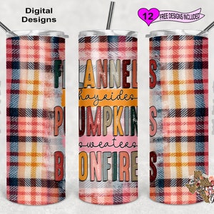 Flannel Tumbler Wrap, Flannel Hayride Watercolor Tumbler Wrap, 20oz Sublimation Tumbler PNG, Seamless Design