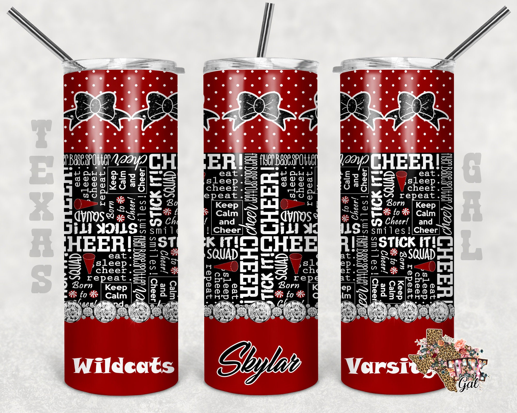 Tumbler design Cheerleader Cheer 20 oz skinny tumbler Etsy