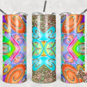 Bicchiere skinny da 20 once Pretty Colors Glitter Sublimation Design PNG Instant SOLO DIGITALE