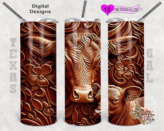 Cow Tumbler Wrap, Wood Tumbler PNG, 20oz Sublimation Tumbler Wrap, Digital Download