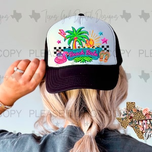 Beach Babe Retro Faux Hat Patch PNG, Trucker Hat Patch Png, Faux Embroidery Hat Patch, Hat Patch PNG, Trendy PNG, Hat Bar, Digital Download