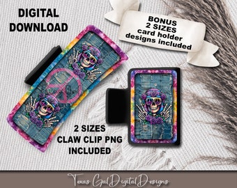 Sublimación de clip de pelo Hippie Tie Dye, garra de pelo pequeña grande PNG, diseño de sublimación de clip de pelo, descarga digital