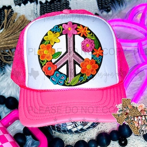 Peace Sign Retro Faux Hat Patch PNG, Trucker Hat Patch Png, Faux Embroidery Hat Patch, Hat Patch PNG, Trendy PNG, Hat Bar, Digital Download