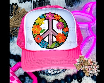Peace Sign Retro Faux Hat Patch PNG, Trucker Hat Patch Png, Faux Embroidery Hat Patch, Hat Patch PNG, Trendy PNG, Hat Bar, Digital Download