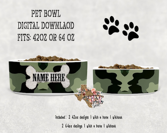 Pet Bowl Design Personalize 4 Files Included Camo Instant Download Digital Design PNG