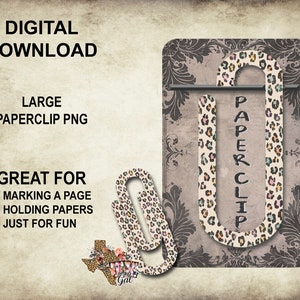 Large Paperclip Sublimation, Leopard Paperclip PNG, Retro Paperclip PNG, Teacher Gift, Paperclip PNG, Digital Download