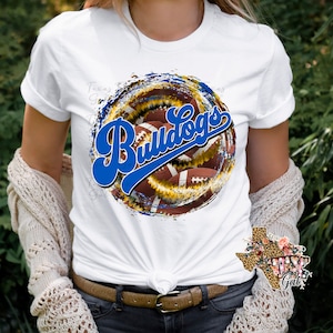 T-shirt Bulldogs Football Blue And Yellow Tie Dye School Spirit Sublimation Digital Download PNG