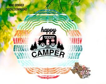 Wind Spinner Happy Camper Sublimatie Digitale Download PNG