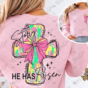 True Story He Has Risen PNG, Hand Drawn Cross Png, Watercolor Cross PNG, Religious Png, Christian Png, Trendy Png, Digital Download