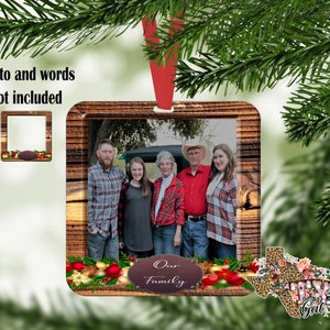 Christmas Ornament Square Photo Frame Sublimation Design PNG Instant DIGITAL ONLY