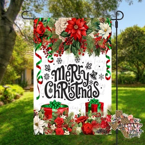 Weihnachtsgarten-Flagge, frohe Weihnachten Garten-Flagge PNG, Sublimation digitaler Download, Willkommen Garten-Flagge PNG