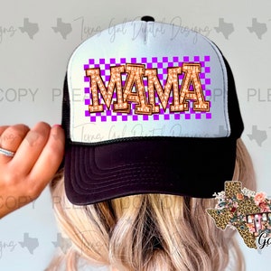 Mama Retro Diamonds Hat Patch PNG, Trucker Hat Patch Png, Faux Embroidery Hat Patch, Gift For Her, Trendy PNG, Hat Bar, Digital Download