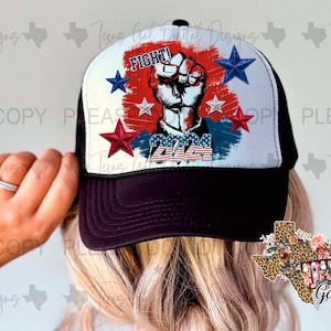 2024 Election Fight Hat Patch PNG, Trucker Hat Patch Png, Faux Embroidery Hat Patch, Gift For Her, Trendy PNG, Hat Bar, Digital Download