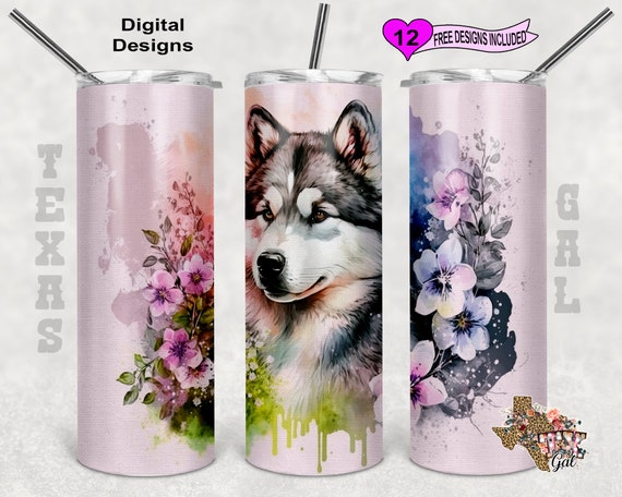 CK4224TBL20_1600x.jpg?v=1615341481 Alaskan Malamute Pink Flowers Stainless Steel 20 oz Skinny Tumbler display picture 1