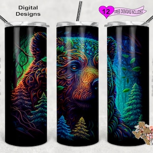 Bear Tumbler Wrap, Tumbler Wrap, 20oz Sublimation Tumbler PNG, Digital Download, Seamless Design