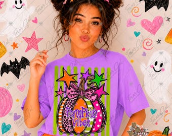 Halloween PNG, Calabaza PNG, Calabaza coqueta preppy PNG, Vibras de calabaza PNG, Espeluznante, Halloween moderno PNG, Diseño de camiseta de Halloween para chicas
