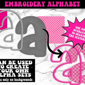 Embroidery Alphabet PNG, Alpha Template, Fill Your Own Alpha, Commercial Use, Alphabet PNG, Trendy, Printable Alphabet Font
