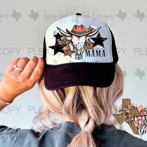 Mama Cow Skull Faux Hat Patch PNG, Trucker Hat Patch Png, Western Faux Hat Patch, Hat Patch PNG, Trendy PNG, Hat Bar, Digital Download
