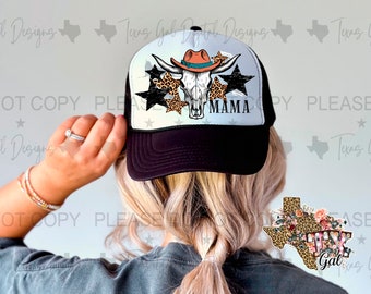 Mama Kuh Schädel Faux Hut Patch PNG, Trucker Hut Patch Png, Western Faux Hut Patch, Hut Patch PNG, Trendy PNG, Hutbar, digitaler Download