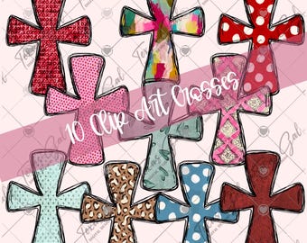 Cross Clip Art PNG, christelijk, handgetekend, elementen, bundel, trendy, digitale download