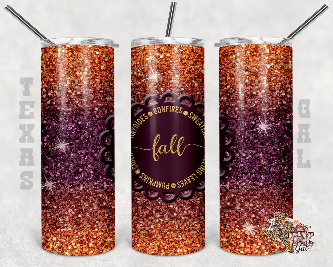 20 Oz Skinny Tumbler Fall Words Sublimation Design PNG Instant DIGITAL ...