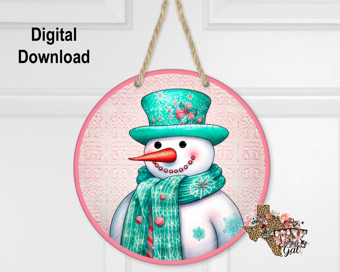 Round Sublimation Door Hanger Snowman Design for Hardboard Blanks ...