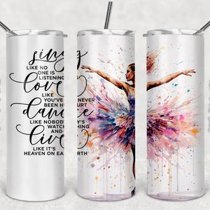 Envoltura de vaso de baile, envoltura de vaso de acuarela, vaso de sublimación de 20 oz PNG, descarga digital, diseño sin costuras