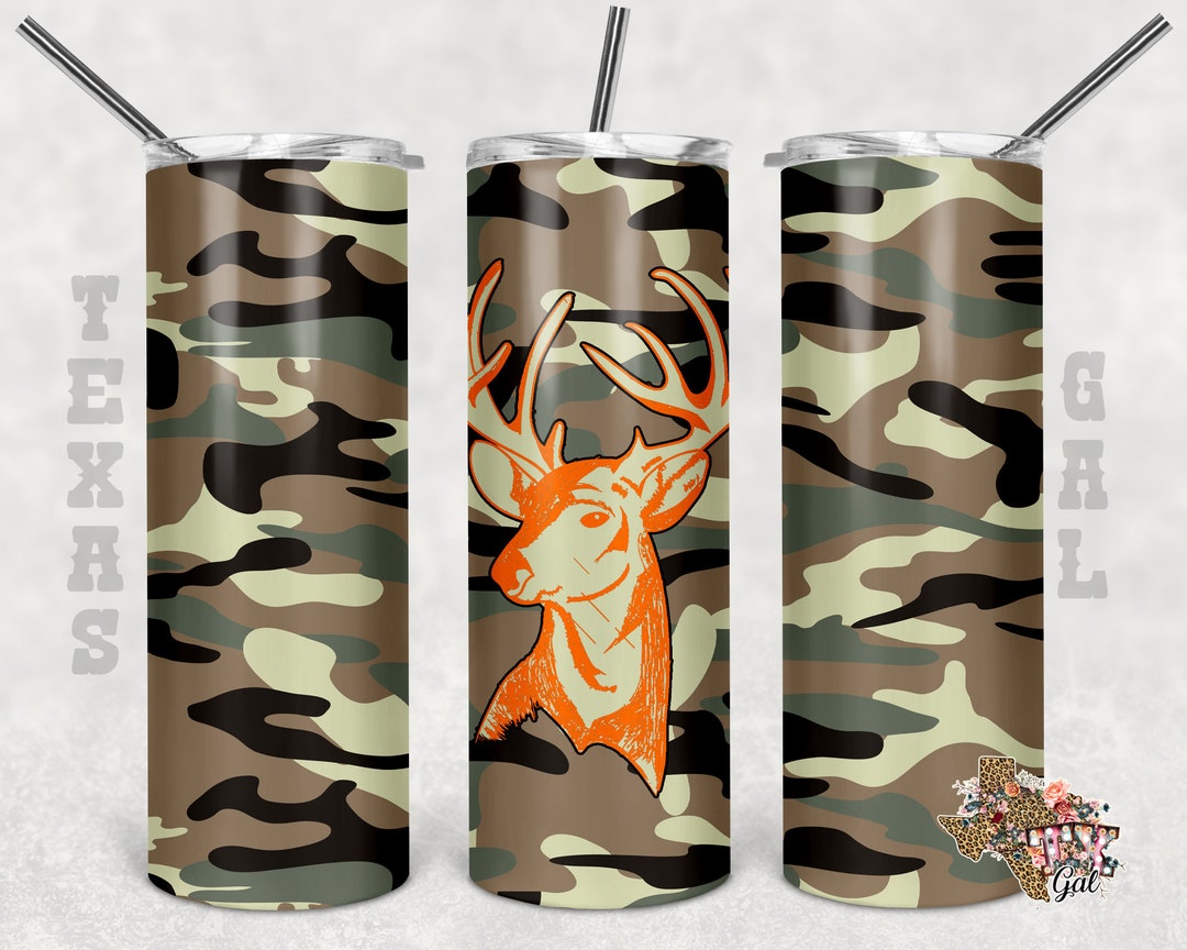 20 Oz Skinny Tumbler Camo Deer Head Sublimation Design PNG Instant ...