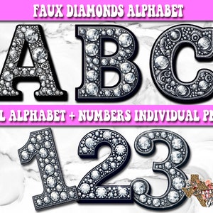Rhinestone Alphabet And Numbers PNG, Faux Rhinestone Clipart, Alphabet Numbers Clipart, Rhinestone Patch PNG, Printable Alphabet Font Bundle