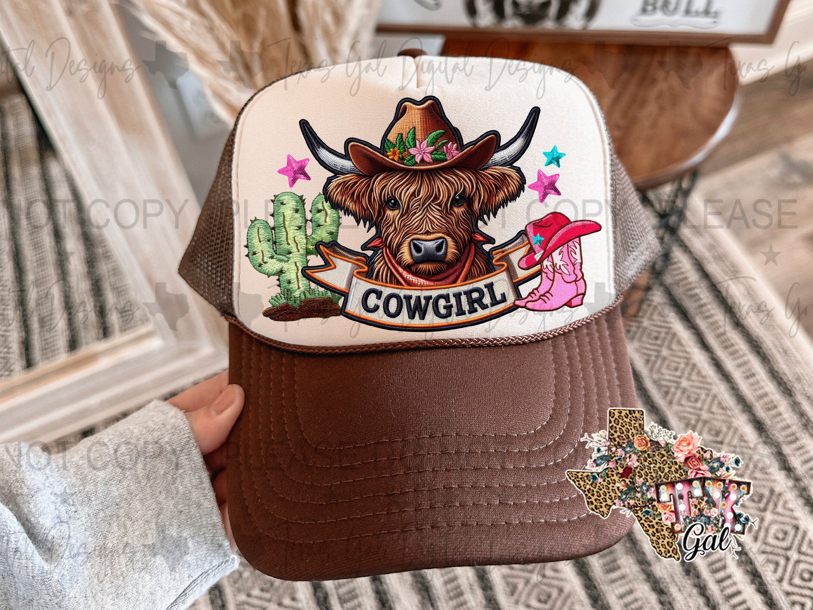 9878 Cowboy Trucker Hats For Women Men Structured Vintage Hat Cow il_fullxfull.6696420015_k9az.jpg main image 2