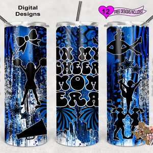 En My Cheer Mom Era Tumbler Wrap, Cheer Mom Tumbler Wrap, vaso de sublimación de 20 oz PNG, diseño sin costuras