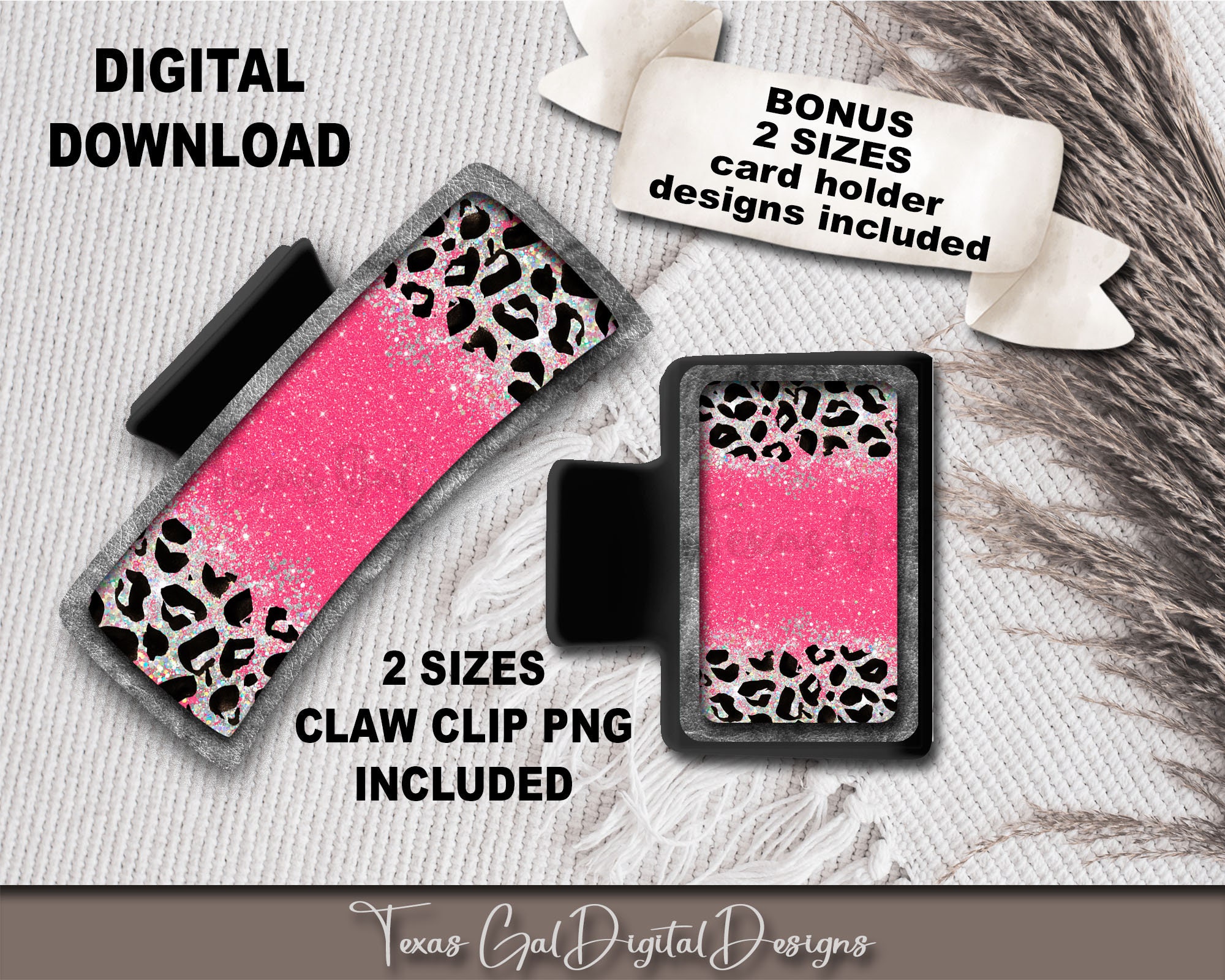 Stylish Hair Claws With Checkered Pattern And Leopard Print