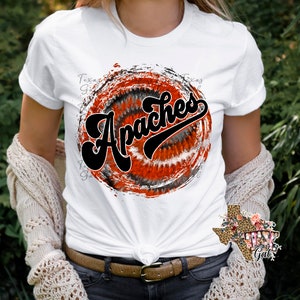 T-shirt Apaches Orange Tie Dye School Spirit Sublimation Digital Download PNG