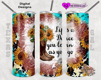 La vida es un baile que aprendes sobre la marcha, vaso delgado de 20 oz, diseños gratuitos, sin costuras, diseño de sublimación, PNG, SOLO DIGITAL instantáneo