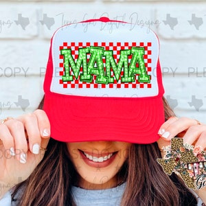 Mama Retro Diamonds Hat Patch PNG, Trucker Hat Patch Png, Faux Embroidery Hat Patch, Gift For Her, Trendy PNG, Hat Bar, Digital Download