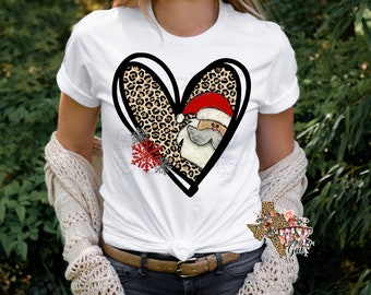 Christmas Shirt PNG, Christmas Santa PNG, Christmas Leopard print PNG, Christmas Design