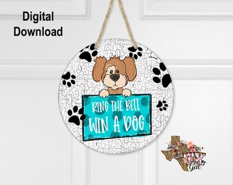 Sublimación Ronda Puerta Colgador Diseño Png Perro Anillo La Campana Ganar Un Perro Descarga Digital