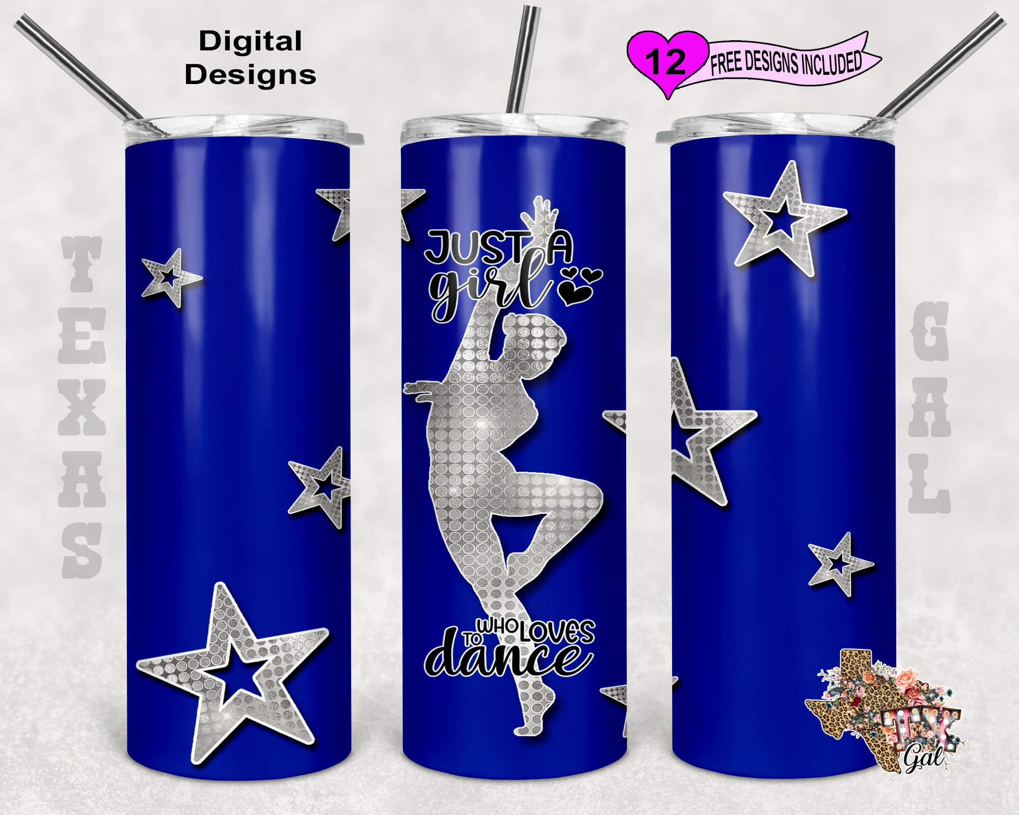 Just A Girl Who Loves Dance Tumbler Wrap, Dance Tumbler Wrap, 20oz Sublimation Tumbler PNG, Seamless Design