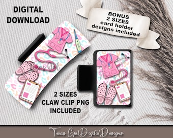 Nurse Hair Clip Sublimation, Large Small Hair Claw PNG, Hair Clip Sublimation Design, Digital Download